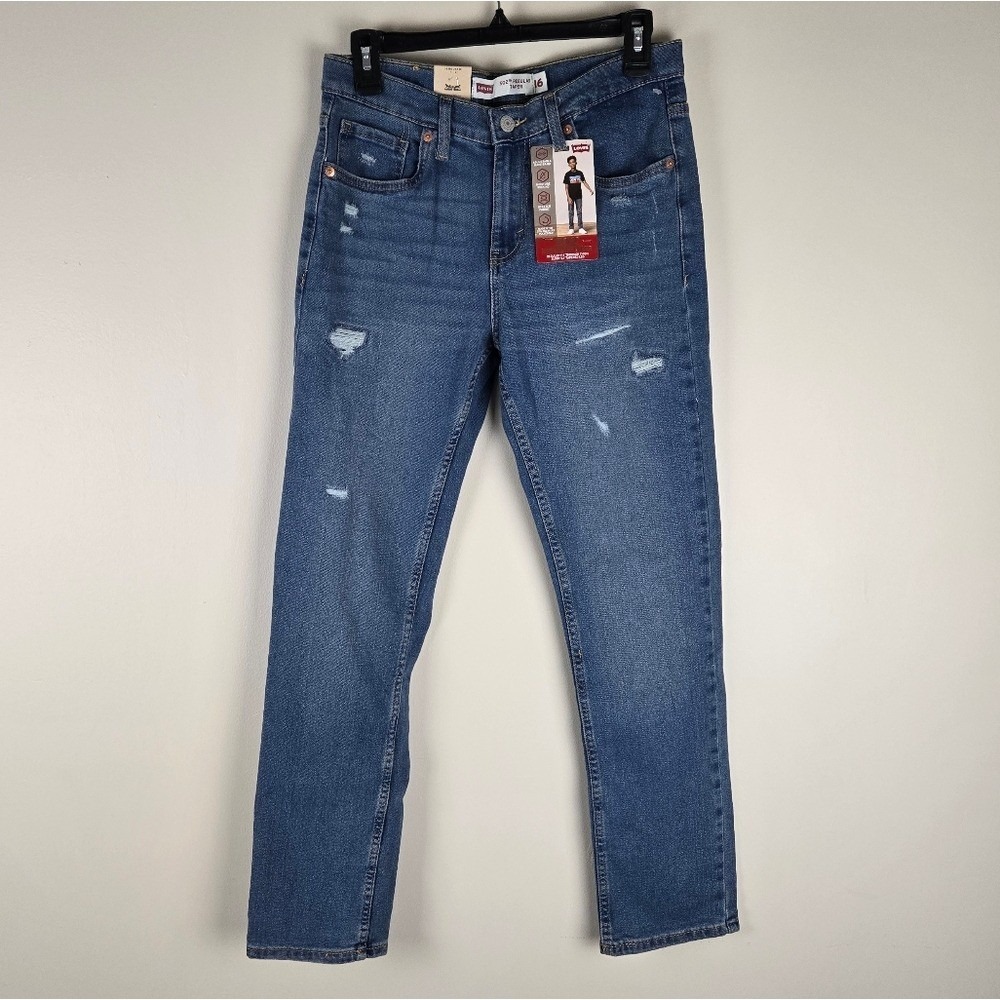 Levis‎ 502 Boys Jeans 16 Regular 28x30 Regular Taper Distressed Medium Wash NWT